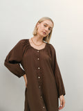 Viv Button Dress - Cocoa