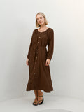 Viv Button Dress - Cocoa