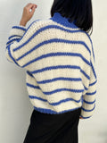 EMELINA MERINO WOOL STRIPE JUMPER - BLUE