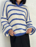 EMELINA MERINO WOOL STRIPE JUMPER - BLUE
