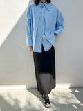 PERNILLE Oversized Shoulder Pad Shirt- Sky Blue