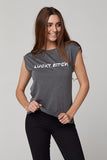 Slogan Lucky Bitch Tee