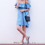 Katie Chambray Off-Shoulder Dress