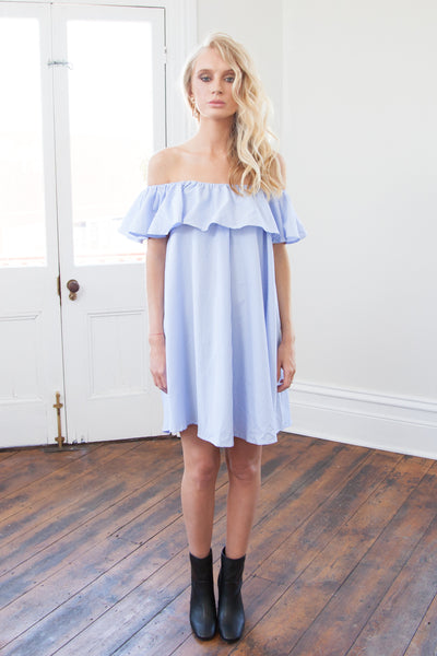 HAYLEY OFF SHOULDER DRESS -STRIPE