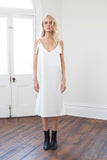 NELLIE HOOP SATIN SLIP DRESS -WHITE