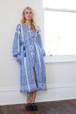 FARAH Woven Maxi Robe/Dress - BLUE KEFFIYEH