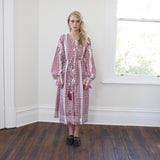 FARAH Woven Maxi Robe/Dress - RED KEFFIYEH