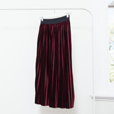 JOEY VELVET PLEATED SKIRT- BURGUNDY