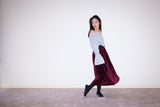 JOEY VELVET PLEATED SKIRT- BURGUNDY