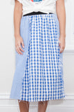 Zodie Gingham Patchwork Skirt - Blue