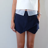 Minute Tailored Wrap Skort -Navy - HELLO PARRY Australian Fashion Label 