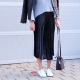 Grace Midi Pleated Skirt - Black