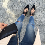 Lena Black Suede Lace Flat