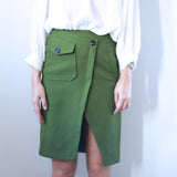 Jane Khaki Green Midi Skirt - HELLO PARRY Australian Fashion Label 