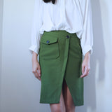 Jane Khaki Green Midi Skirt