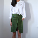 Jane Khaki Green Midi Skirt - HELLO PARRY Australian Fashion Label 