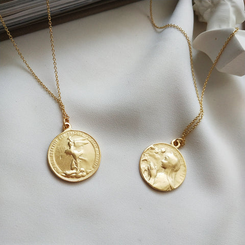 Prayer Gold Coin Necklace