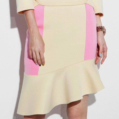 Anita Neoprene Flare Skirt -Yellow - HELLO PARRY Australian Fashion Label 