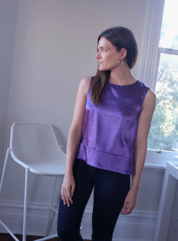 Auden Silky Button Back Top - Purple