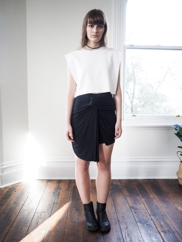 Avery Knot Detail Jersey Skirt-Black - HELLO PARRY Australian Fashion Label 