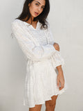 BENNA EMBROIDERED BABYDOLL DRESS -WHITE