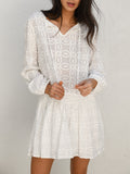 BENNA EMBROIDERED BABYDOLL DRESS -WHITE