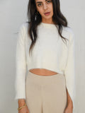 BRENDA FLUFFY CROP JUMPER- WHITE