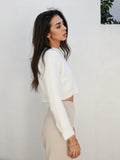 BRENDA FLUFFY CROP JUMPER- WHITE