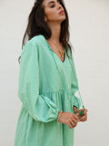 Blair Babydoll Tunic Dress - Green Gingham