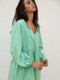 Blair Babydoll Tunic Dress - Green Gingham