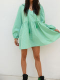 Blair Babydoll Tunic Dress - Green Gingham