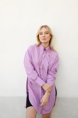 CHARLENE LONGLINE SHIRT- PURPLE