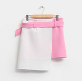 Candice Neoprene Asymmetrical Skirt - Color Block - HELLO PARRY Australian Fashion Label 