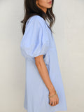 Coco Puff Sleeve Dress -Gingham Blue