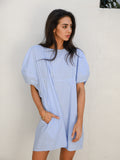 Coco Puff Sleeve Dress -Gingham Blue