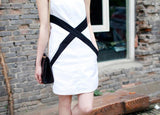 Cross Canvas Monochrome Dress -White