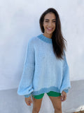 DESIREE OVERSIZE MERINO WOOL JUMPER - CONTRAST SKYBLUE