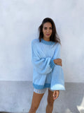 DESIREE OVERSIZE MERINO WOOL JUMPER - CONTRAST SKYBLUE