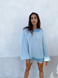 DESIREE OVERSIZE MERINO WOOL JUMPER - CONTRAST SKYBLUE