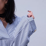 Rene Stripe Bell Sleeve Shirt - BLACK