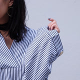 Rene Stripe Bell Sleeve Shirt - BLACK