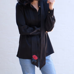 VANDA ROSE SILKY SHIRT-BLACK