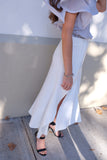 ANGELA SPLIT FLUTED SKIRT-White