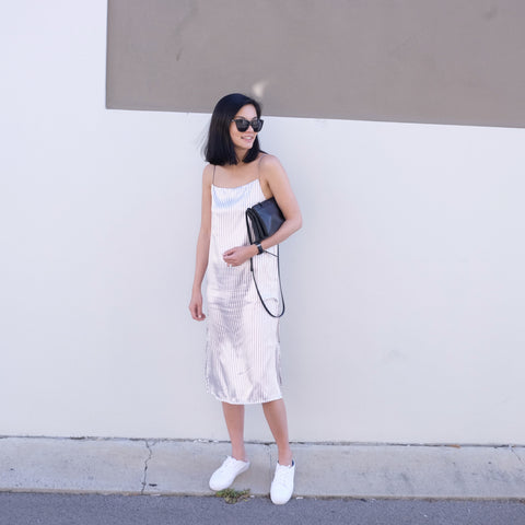 Alyssa Stripe Silky Slip Dress