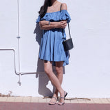Katie Chambray Off-Shoulder Dress