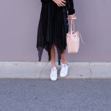 Daniela Knife Pleat Black Double Skirt - HELLO PARRY Australian Fashion Label 