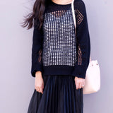 Sawyer Perforated Knit Sweater -Black