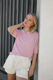 Abela Collar Knit Polo Top -Pink