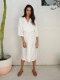 ELINE DUSTY COAT/DRESS w/Contrast Stitch - White