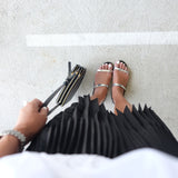 Daniela Knife Pleat Black Double Skirt - HELLO PARRY Australian Fashion Label 